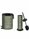 Marva 812012S Metallic Toilet Brush and Basket Set 5lt Gray