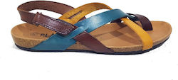 Plakton Leather Women's Flat Sandals Anatomic Vaqueta Vanilla Otan Leno