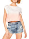 Guess De vară Femeie Bluză Fără mâneci Pink/White