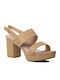 Envie Shoes Platform Women's Sandals Beige with Chunky High Heel