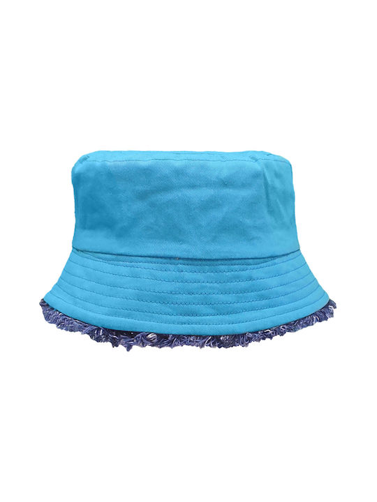 Γυναικείο Καπέλο Bucket Βαμβακερό Διπλής Όψης Τζιν/Τιρκουάζ