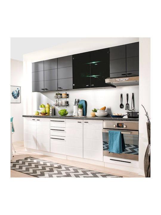 Claudia Set Dulapuri de Bucătărie Suspendate & de Podea Alb / Negru 200x51x200buc