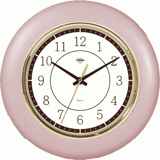 Virtime Стенен часовник Пластмаса Розов Ø30см