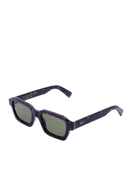 Retrosuperfuture Caro Sunglasses with Brown Tartaruga Plastic Frame and Green Lens