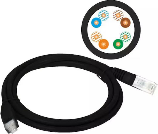 A-LAN F/FTP Cat.5e Ethernet Network Cable 1m Black