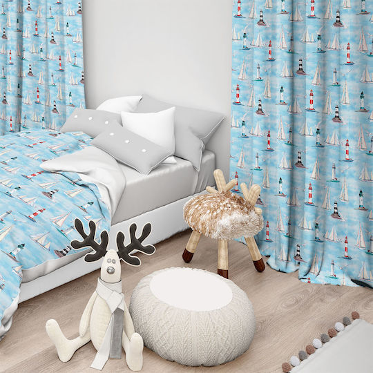 Lino Home Kids Rod Pocket Curtain Bermeo 101 Ciel 8000000716 135x270cm