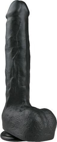 Easytoys Glass Dildo with Balls and Suction Cup Black 29cm