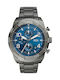 Fossil Bronson Watch Chronograph Battery with Gray Metal Bracelet