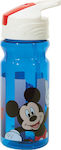 Gim Flip Sticlă pentru Copii Mickey Plastic cu Pai Albastru 500ml