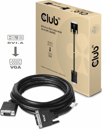 Club3D 3m DVI-A male to VGA male Cable Black (CAC-1243)