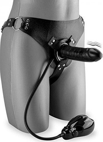 Baile Inflatable Vibrating Strap On With Automatic Pump Up Арсенал с Единично Дилдо и Вибрация в Черен цвят