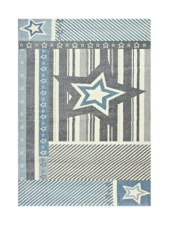 Madi D015A Kids Rug Stele Cotton Albastru 80x150cm Thickness 12mm 015 BLUE-0.80x150