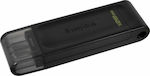 Kingston DataTraveler 70 128GB USB 3.2 Stick με σύνδεση USB-C Μαύρο