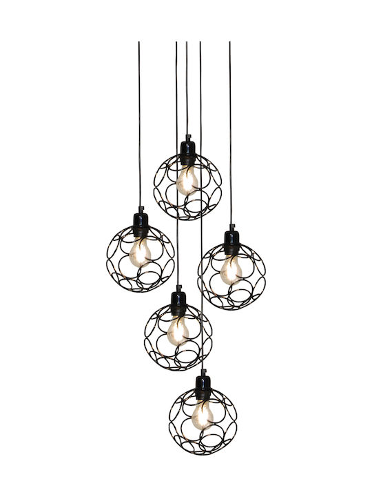 Home Lighting Pendant Chandelier for 5 Bulbs E14, E.14 Black