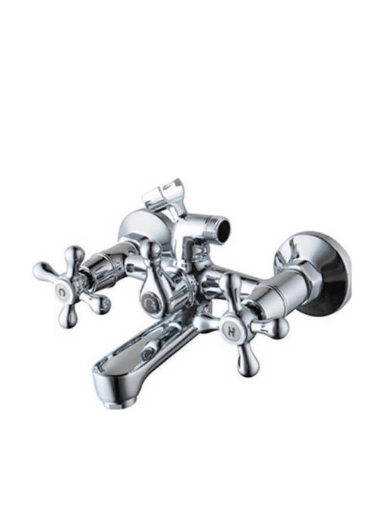HIlang Italian Group Antique Line Bathtub Shower Faucet Silver
