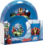 Trudeau Feeding Set Avengers made of Plastic Blue 3pcs