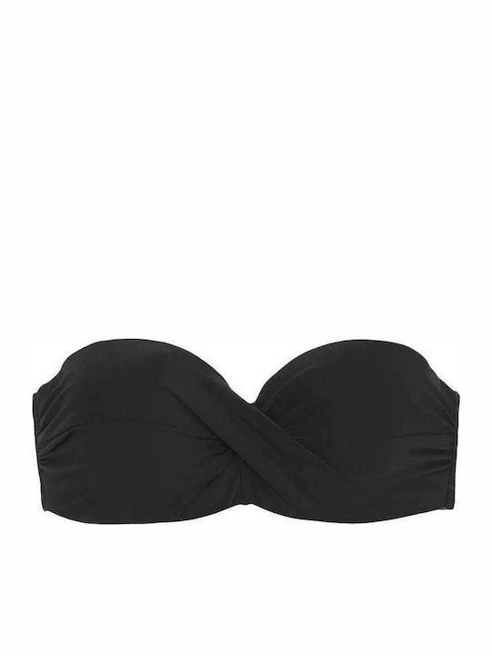 Top De Bikini Strapless Cupe D Negru