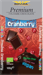 Bonvita Organic Chocolate Dark Cranberry Vegan with 71% Cocoa Gluten-Free 100gr 1pcs