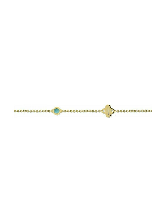 14K Children's bracelet in gold with cross and turquoise pb0370