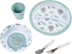 Beaba Feeding Set Jungle made of Melamine Turquoise 5pcs