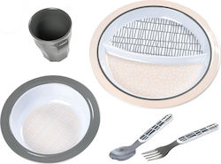 Beaba Feeding Set Grid made of Melamine Gray 5pcs