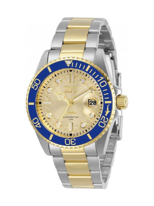 Invicta Pro Diver Watch Battery with Silver Metal Bracelet
