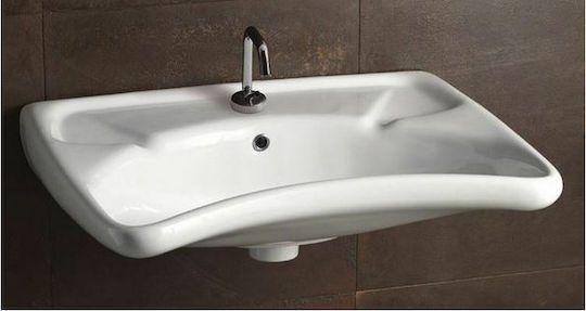 Alice Ceramica 278236 Επιτοίχιος Κρεμαστός Νιπτήρας Πορσελάνης 67x64cm Λευκός