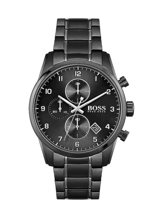 Boss Skymaster Men's Watch 44mm Chronograph Battery with Black Metal Bracelet