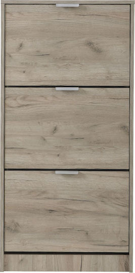 Hugo 23 Wooden Shoe Organizer with 3 Shelves Grey Oak 67x28x119cm