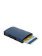 Cascade Leather Men's Wallet Cards with RFID and Slide Mechanism Blue