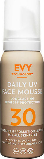Evy Technology Daily UV Αδιάβροχη Αντηλιακή Mousse Προσώπου SPF30 σε Spray 75ml