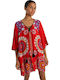 Desigual Creta Women' Short Caftan Beach Red