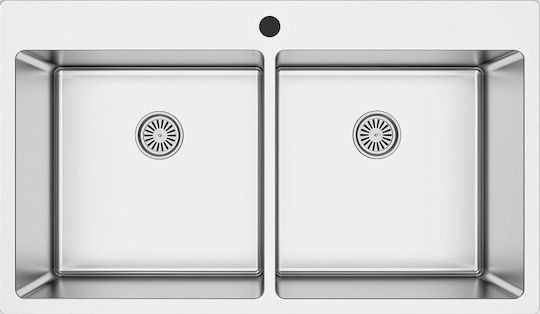 Excel Victoria 720CMS386 Ένθετος Νεροχύτης Inox Σατινέ Μ86xΠ50.5cm Ασημί