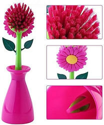 Veltihome 33645 Plastic Cleaning Brush with Handle Pink