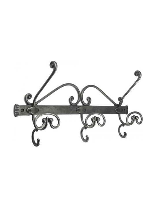 Besana Metal Vintage Wall Hanger Παλαιωμένος Σίδηρος 7716 with 3 Slots Silver 40.8x21.8cm 1pc