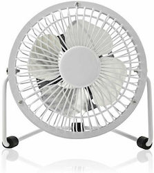 Nedis USB Office/Home Rotating Fan White Metal Mini Fan FNDK1WT10