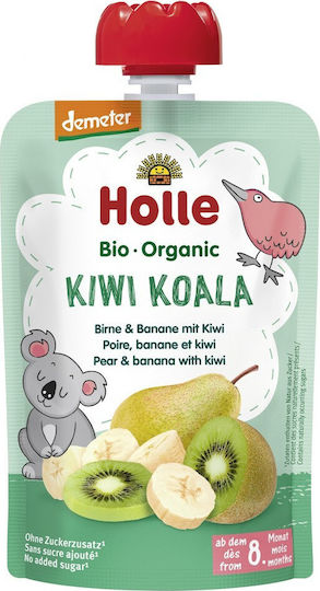 Holle Fruit-Vegetable Puree Banana Kiwi & Pear with Flavor Banana, Kiwi & Pear No Added Sugar 100gr for 8+ Months