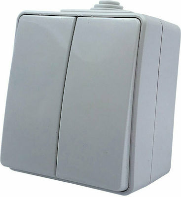 Aca External Electrical Lighting Wall Switch with Frame Basic Aller Retour Waterproof Gray