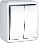 Aca External Electrical Lighting Wall Switch with Frame Basic Aller Retour White 1000220301