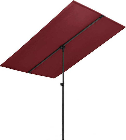Professioneller Quadratischer Aluminium Garten- und Terrassen-Sonnenschirm Burgunderrot 2x1.5xHöhe 2.15 m