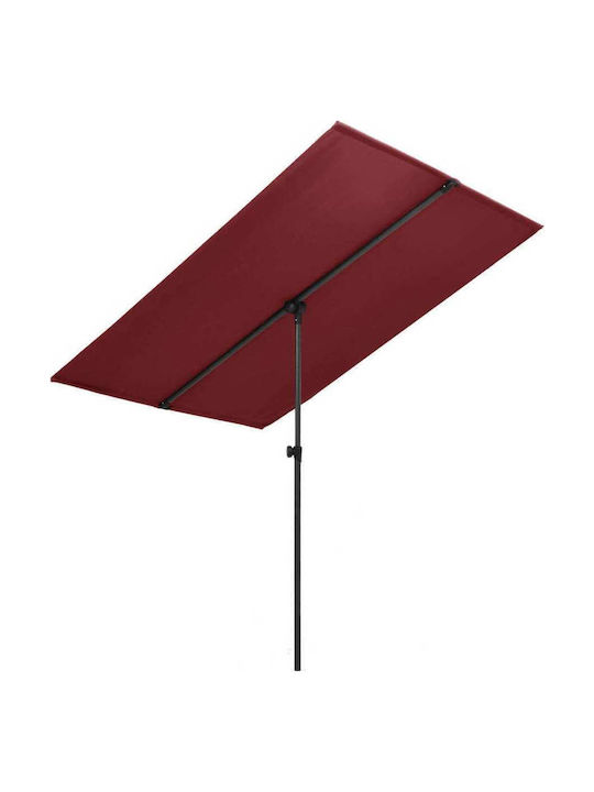 Professional Garden & Terrace Floor Aluminium Square Parasol with Stand Burgundy L1.8xW1.3xH2.15m