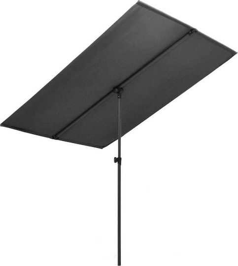 Garten & Terrassen Sonnenschirm Bodenständer Quadratisch Aluminium Schwarz mit Ständer 1.8x1.3m 47330