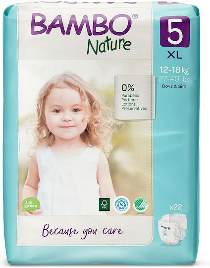Bambo Nature Πάνες με Αυτοκόλλητο No. 5 για 12-18kg 22τμχ