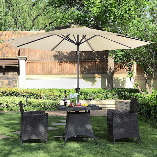 Circular Garden Parasol Metal White 3x2.52m