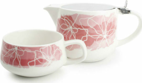 Salt & Pepper Lilia Set de Ceai cu Cană și Filtru din Porțelan Roz 260ml 2buc