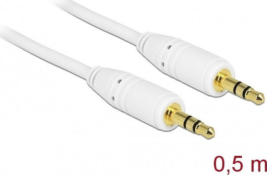 DeLock 3.5mm Jack Cable 3.5mm Male - 3.5mm Male White 0.5m With Gold Plated Terminals 83743