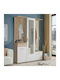 Martin Entry Furniture with Mirror / Hanger / Shoe Rack & Wardrobe Sonoma / White 133.5x33x197.5cm
