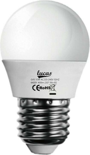 Lucas LED крушка 10W 80mm за фасунга E27 и форма G45 Хладно бяло 900лм