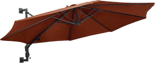 Wall Mounted Circular Metal Parasol Terra Cotta Diameter 3m
