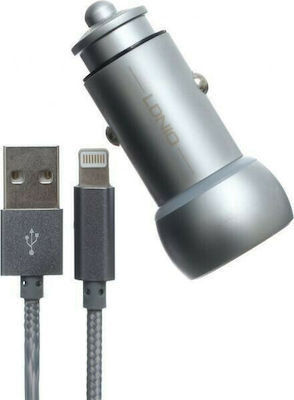 Ldnio Car Charger Gray C401 Total Intensity 3.6A with Ports: 2xUSB with Cable Lightning